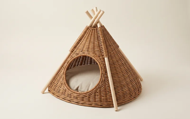 Le tipi pour chat : la structure tient par le coussin de fond